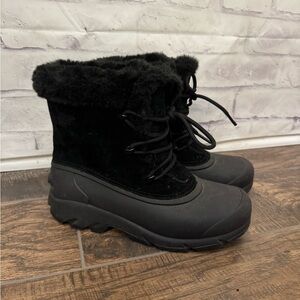 Sorel 6.5‎ Snow Angel Lace Boot Black Suede Faux Fur 200g Insulation Waterproof